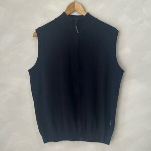 Aquascutum Vintage Vest Gilet Mens Small Navy Bodywarmer 100% Cotton